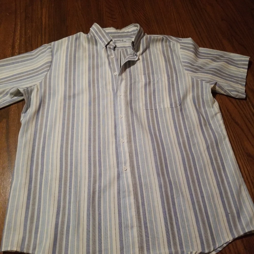 Vintage Saddlebrook Mens Striped Short Sleeve Button up Shirt XLarge - Picture 1 of 12